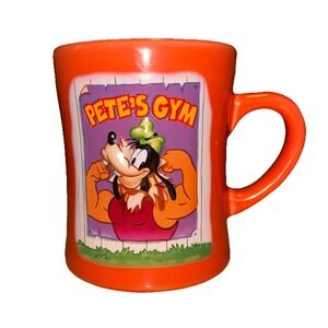 The Disney Store Orange Goofy Pete's Gym 3D Raised Graphic Large Coffee Mug